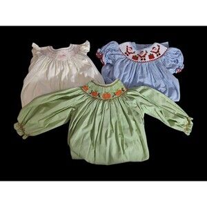 Vtg Toddler Girls Long Plaid Stripe Dresses Sz 3T Christmas Fall Easter Lot of 3